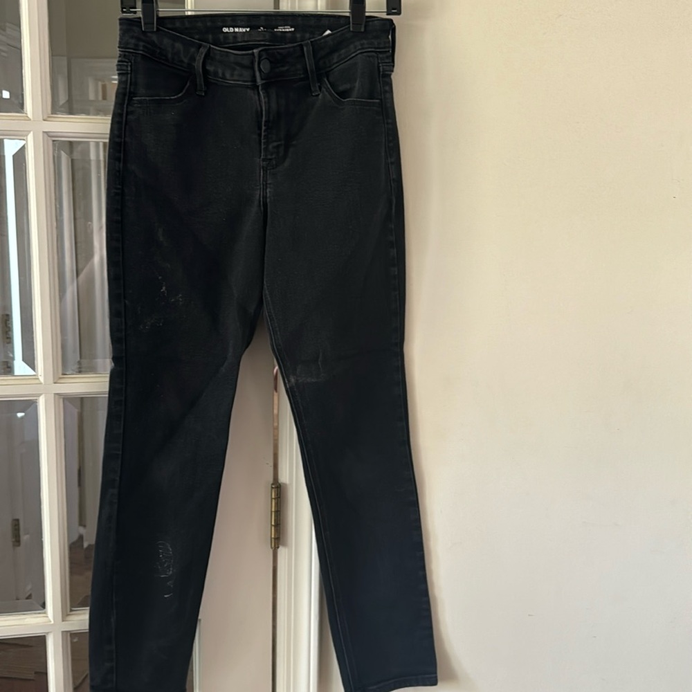 Old Navy distressed black straight leg jeans